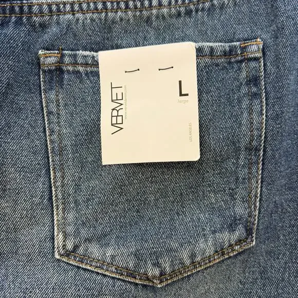 Vervet Denim Skirt Women's L Blue Claudia Raw Hem Mini Skirt Preppy Summer NWT - Picture 3 of 9